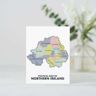 Political Map Of Northern Ireland. Postcard