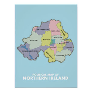 Political Map Of Northern Ireland. Poster