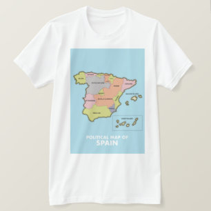 Political map of Spain. T-Shirt