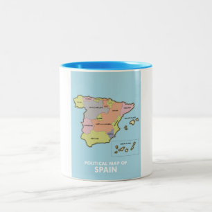 Political map of Spain. Two-Tone Coffee Mug