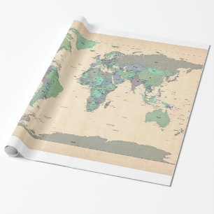 Political Map of the World Map Wrapping Paper