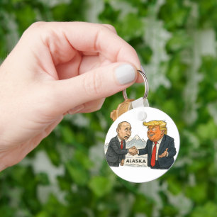 Political Satire: Putin and Trump Meeting in Alask Keychain