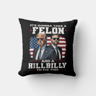 Political Satire - Trump Vance Fixing America Throw Pillow
