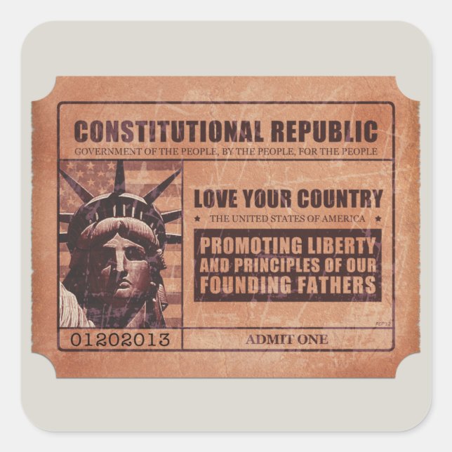 Political Ticket Square Sticker (Front)