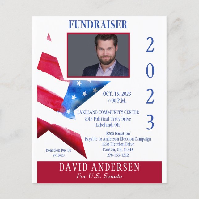 Political Town Hall Fundraiser  W/Photo Flyer (Front)