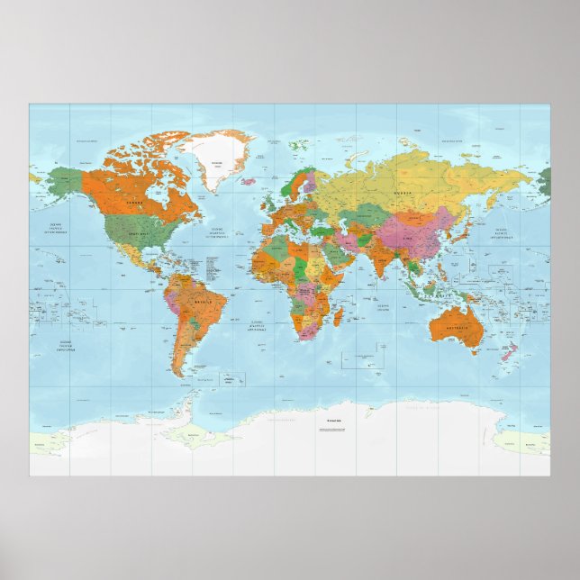 Political world map Italian language Poster (Front)