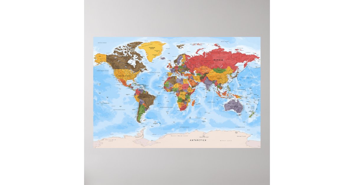 Political world map poster | Zazzle