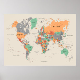 Political world map poster