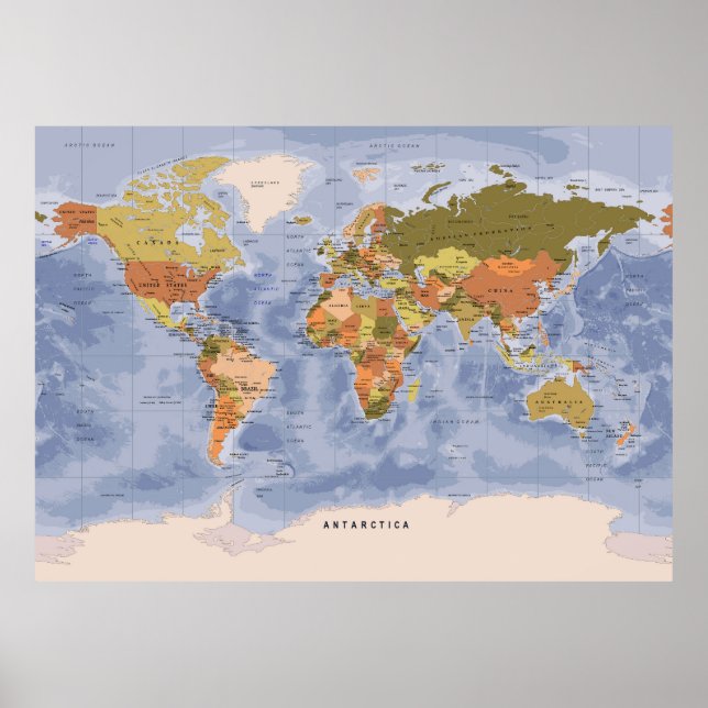 Political world map poster (Front)