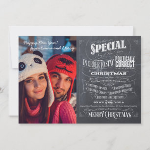 Politically Correct Incorrect Chalk Woke Christmas Holiday Card