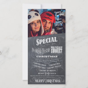 Politically Correct Incorrect Chalkboard Christmas Holiday Card