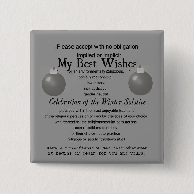 Politically Correct - Safe Season's Greeting 2 Inch Square Button (Front)