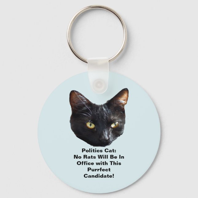 Politics Cat No Rats In Office Rd Button Keychain (Front)