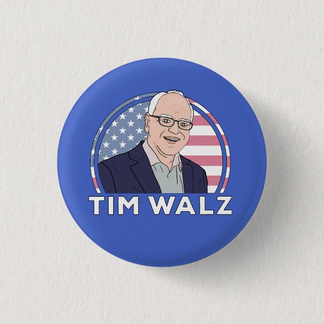Politics Tim Walz 1 Inch Round Button (Front)