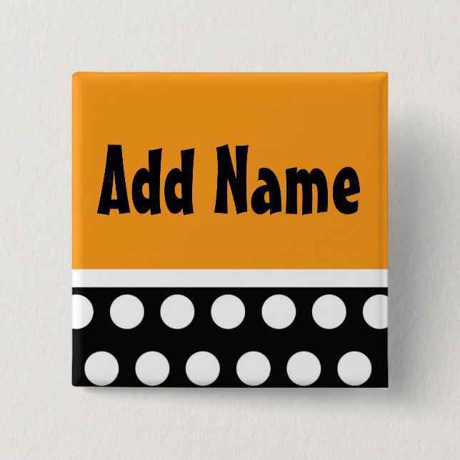 Polk A Dot Halloween Name Button (Front)