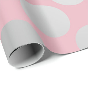 Polka Big Dots Silver Grey Graphite Pink Pastel Wrapping Paper