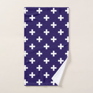 Polka blanche croise sur bleu marine