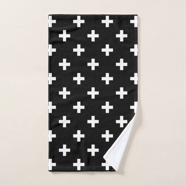 Polka blanche croise sur noir (Serviette à main)