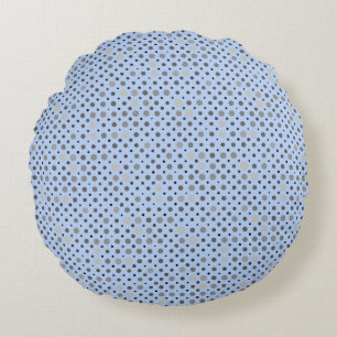 Polka Dot 01.Grey Lblue BG Round Pillow