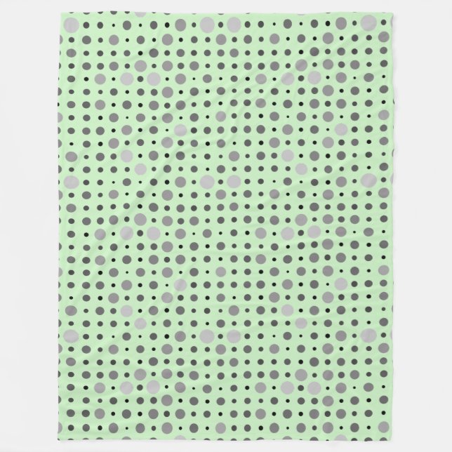 Polka Dot 01.Grey Lgreen BG Fleece Blanket (Front)