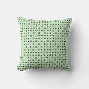 Polka Dot 01.Grey Lgreen BG Throw Pillow