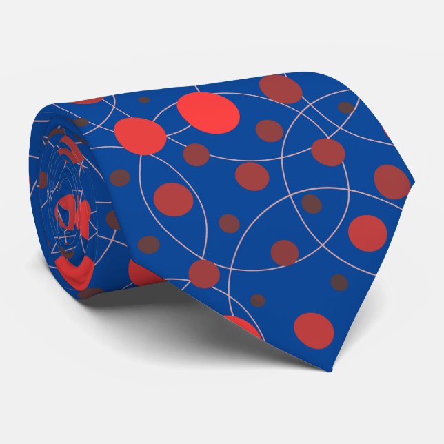 Polka Dot 01A.Red Blue BG Tie (Rolled)