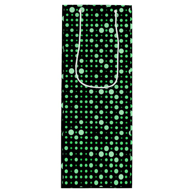 Polka Dot 02.Green. Black BG Wine Gift Bag (Front)