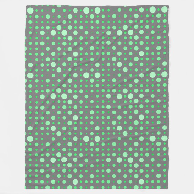 Polka Dot 02.Green. Grey BG Fleece Blanket (Front)