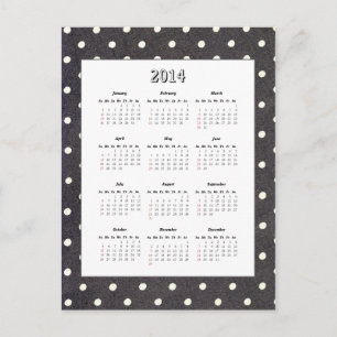 Polka Dot 2014 Calendar Postcard
