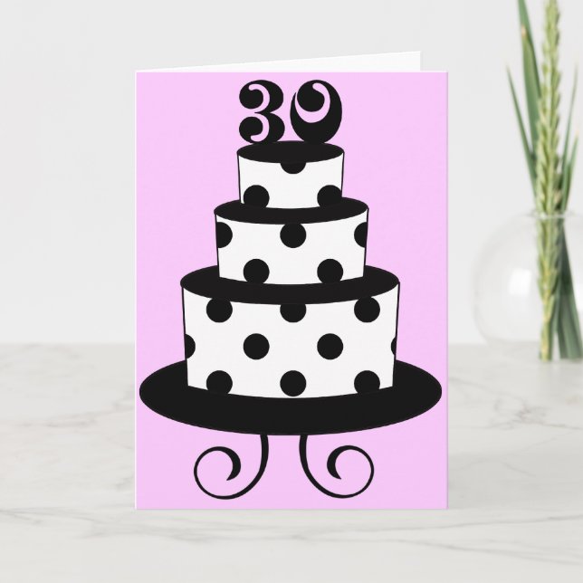 Polka Dot 30th Birthday Cake Card (Front)
