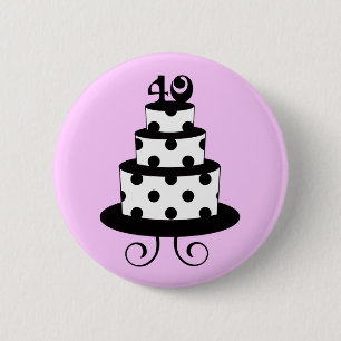 Polka Dot 40th Birthday Anniversary Cake 2 Inch Round Button