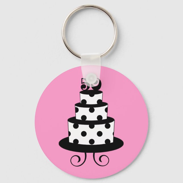 Polka Dot 50th Birthday Anniversary Keychain (Front)