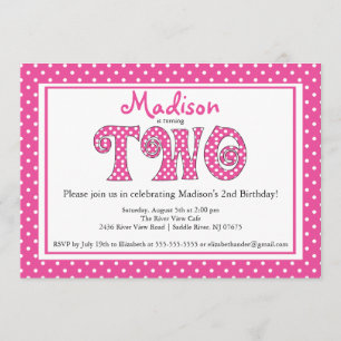 Polka Dot Alphabet 2e invitation à la fête d'anniv
