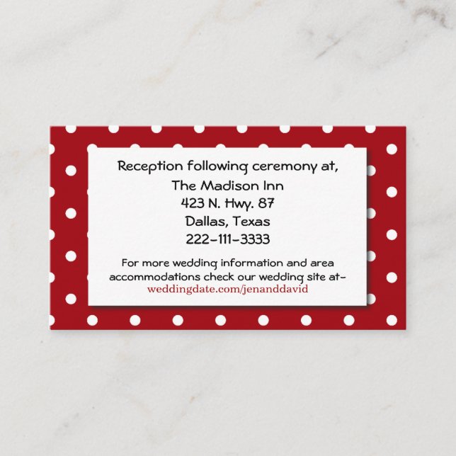 Polka Dot and Dachshunds Wedding Enclosure Card (Front)
