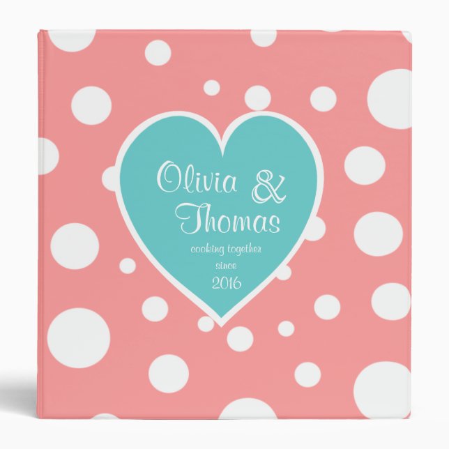 Polka Dot and Heart Recipe Keeper Binder (Front)