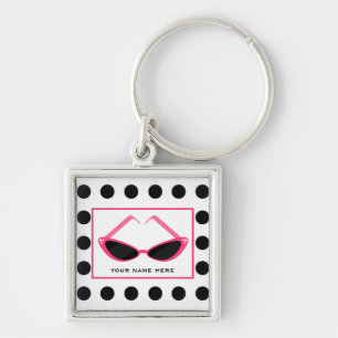 Polka Dot and Retro Pink Sunglasses Keychain