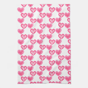 Polka Dot And Stripes Hearts Kitchen Towel