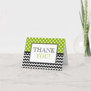 Polka Dot Apple Green & Chevron Thank You Card