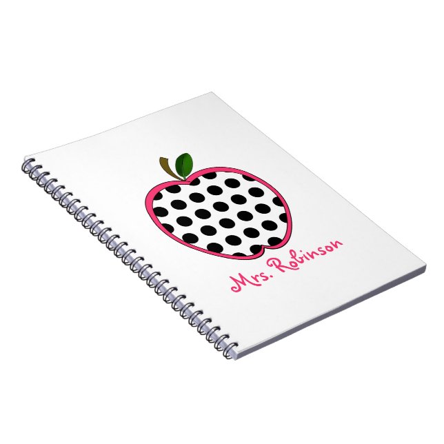 Polka Dot Apple Spiral Notebook For Teachers (Right Side)