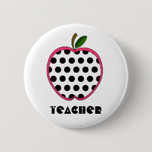 Polka Dot Apple Teacher 2 Inch Round Button