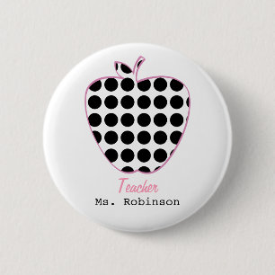 Polka Dot Apple Teacher 2 Inch Round Button