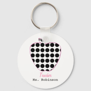 Polka Dot Apple Teacher Keychain