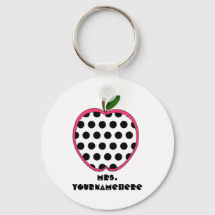 Polka Dot Apple Teacher Keychain
