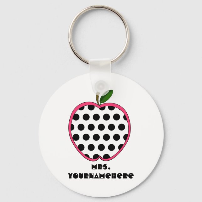 Polka Dot Apple Teacher Keychain (Front)