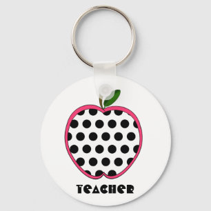 Polka Dot Apple Teacher Keychain