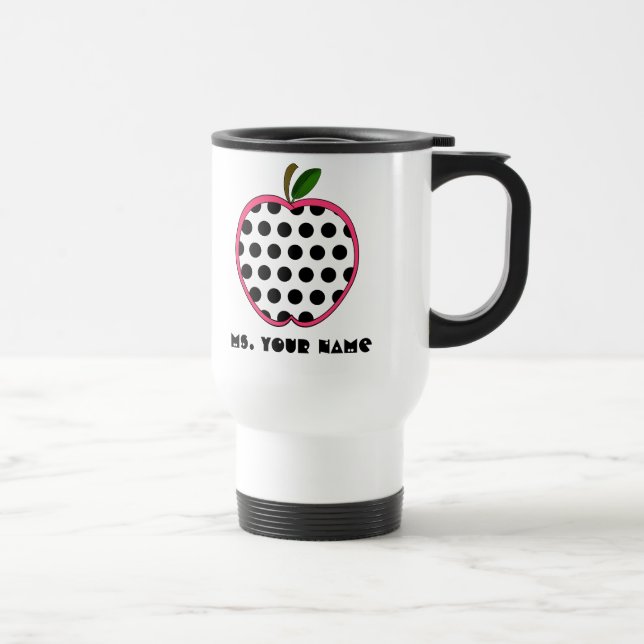 Polka Dot Apple Teacher Travel Mug (Right)