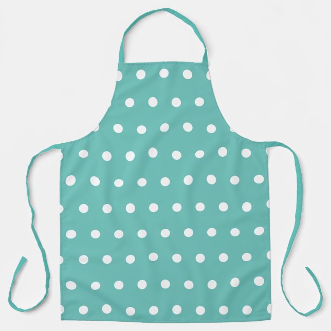 Polka Dot Apron (Aqua & White) (Front)