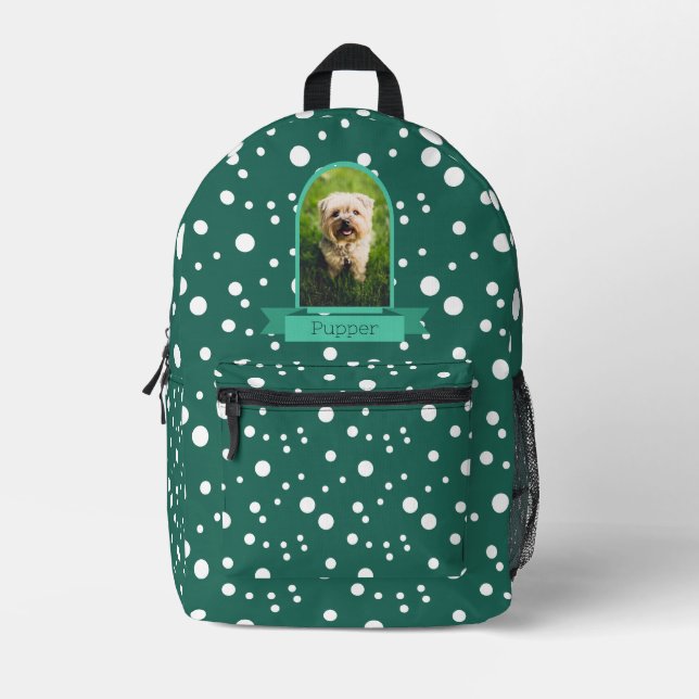 Polka Dot Arch Photo For Pets Printed Backpack (Front)