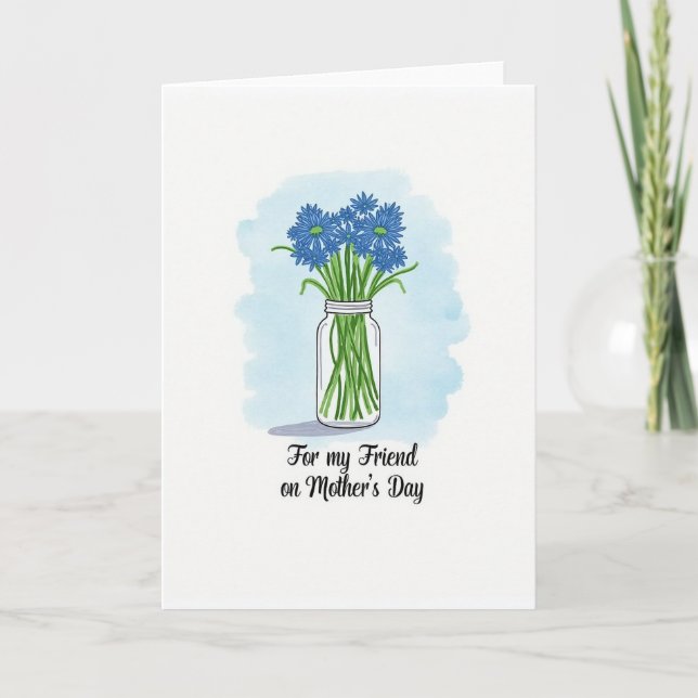 Polka Dot Azure Bloom Friend Card (Front)