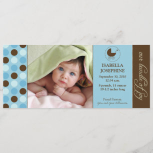 Polka Dot Baby Birth Announcement (blue)